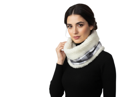 Nukil Afelpado Cuadros. Bufanda de Tubo tejida a mano 100% algodón con forro afelpado de poliéster.