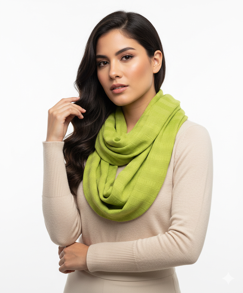 Nukil Doble Liso. Bufanda de tubo doble tejida a mano 100% algodón