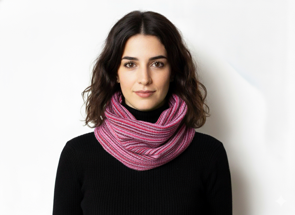 Nukil Patil Wokoloka. Bufanda de tubo tejida a mano 100% algodón.