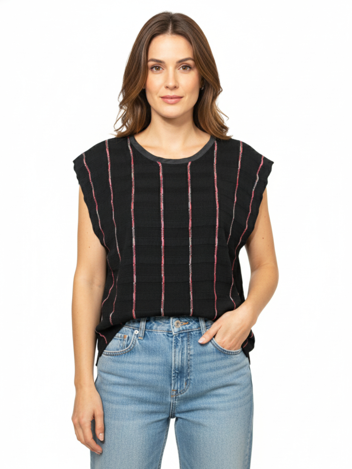 Blusa Deshilada Líneas.