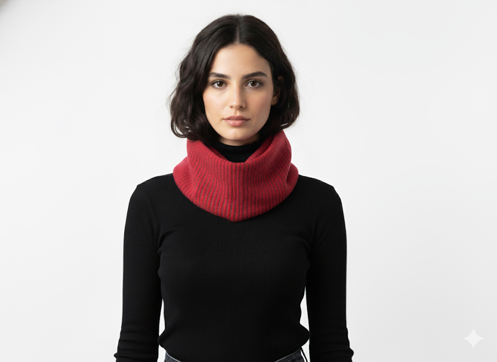 Nukil Dovi Lino. Bufanda de tubo tejida a mano 80% Algodón 15% Lino 5% Seda