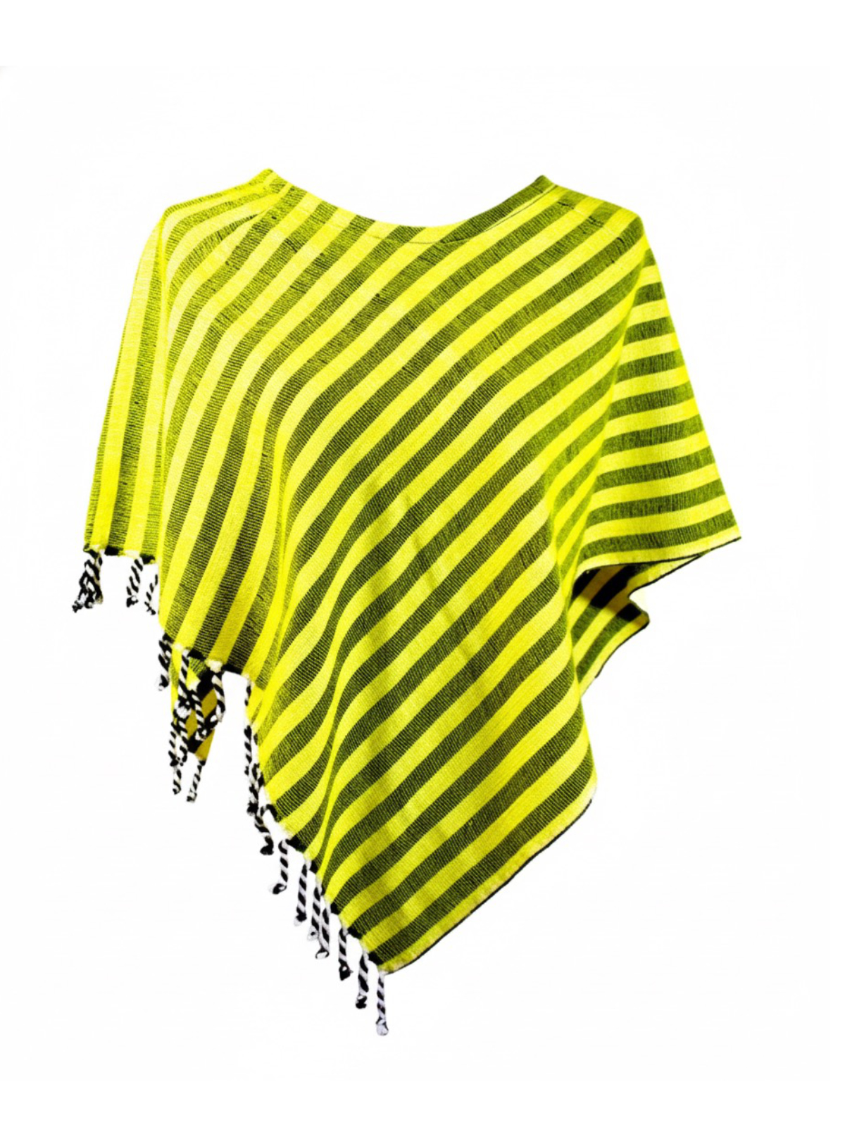 Mañanita cordillate. Poncho triangular 100% algodón, tejido a mano.