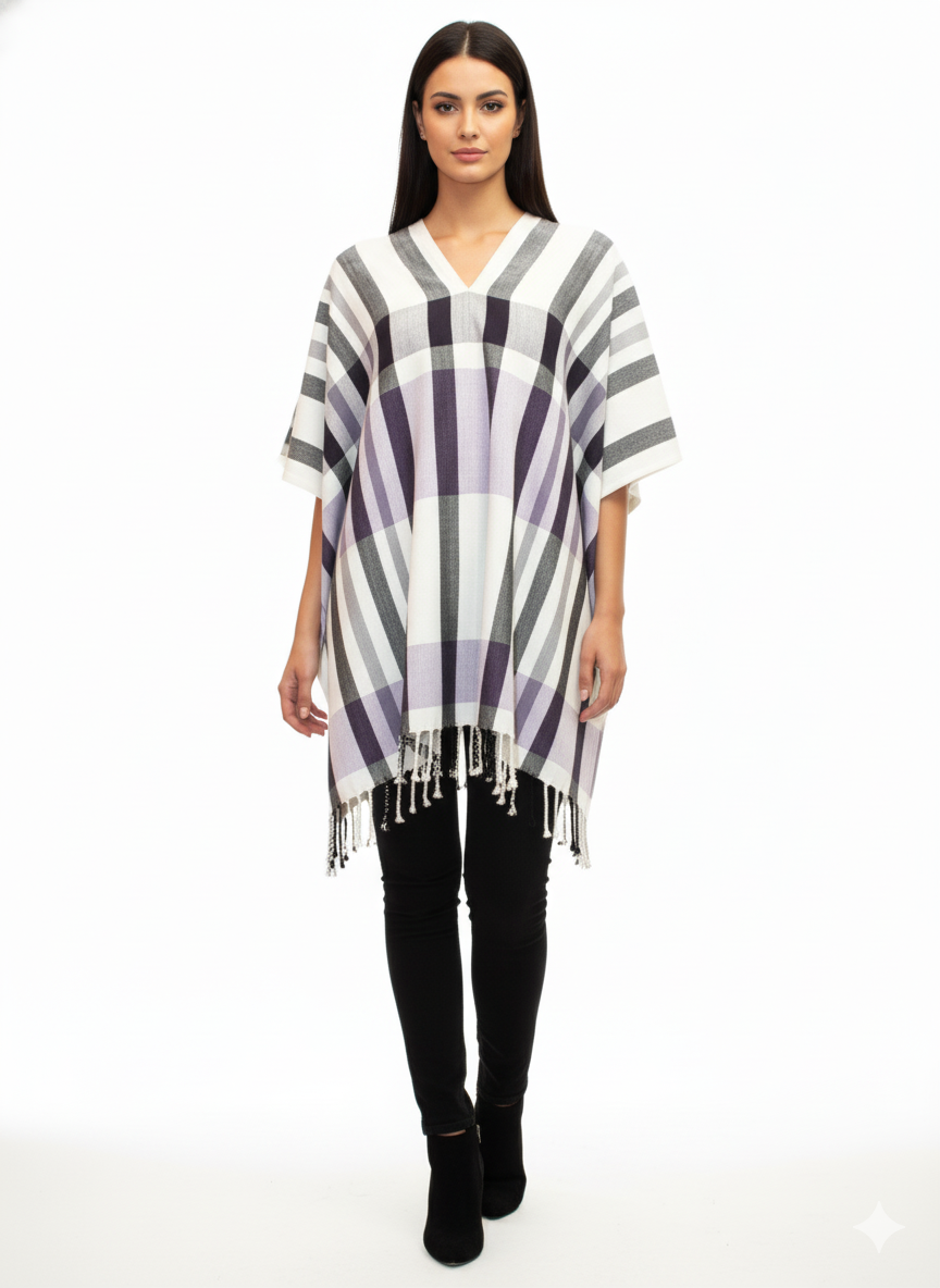 Poncho Europa. Poncho unisex 100% algodón tejido a mano.