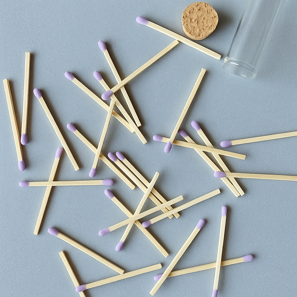 4" Glass Vial Matches – Lavender Tip