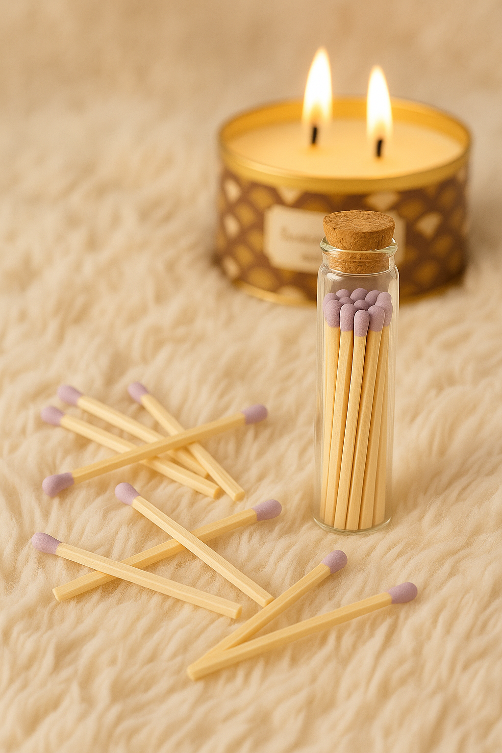 4" Glass Vial Matches – Lavender Tip