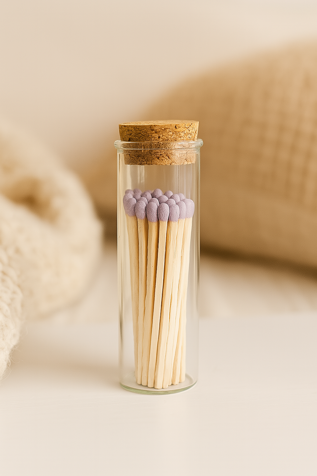 4" Glass Vial Matches – Lavender Tip