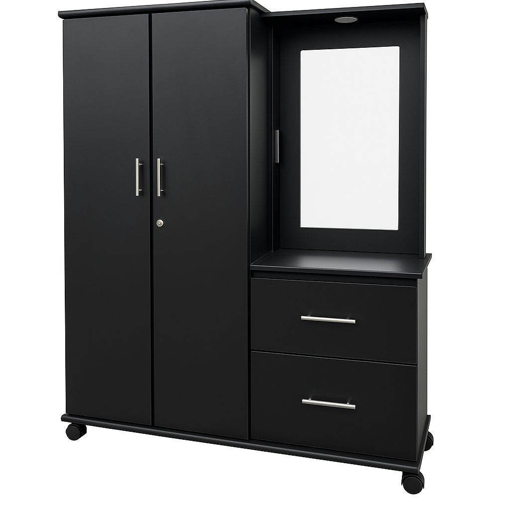 Armario negro con espejo