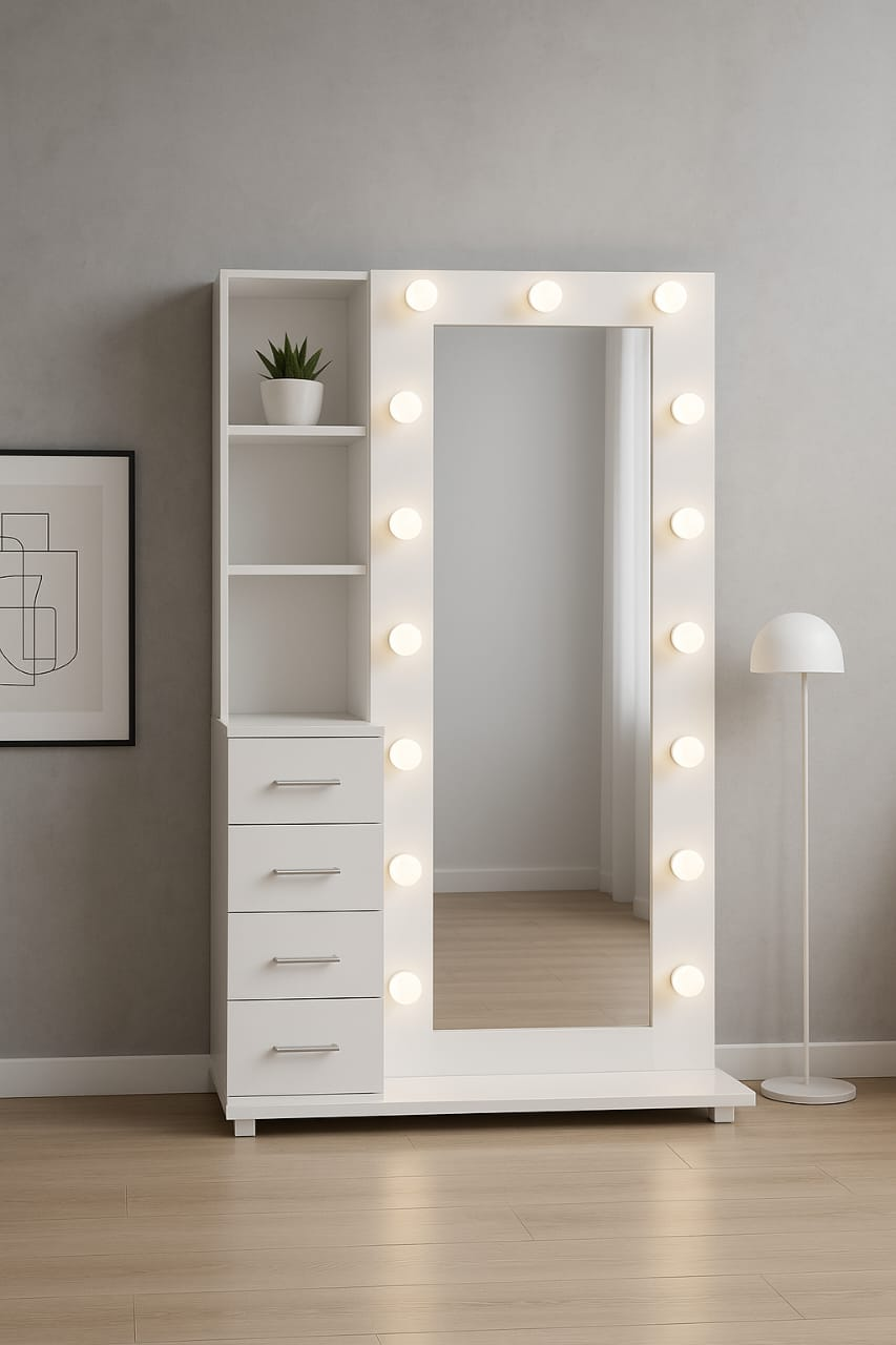 Tocador con espejo iluminado