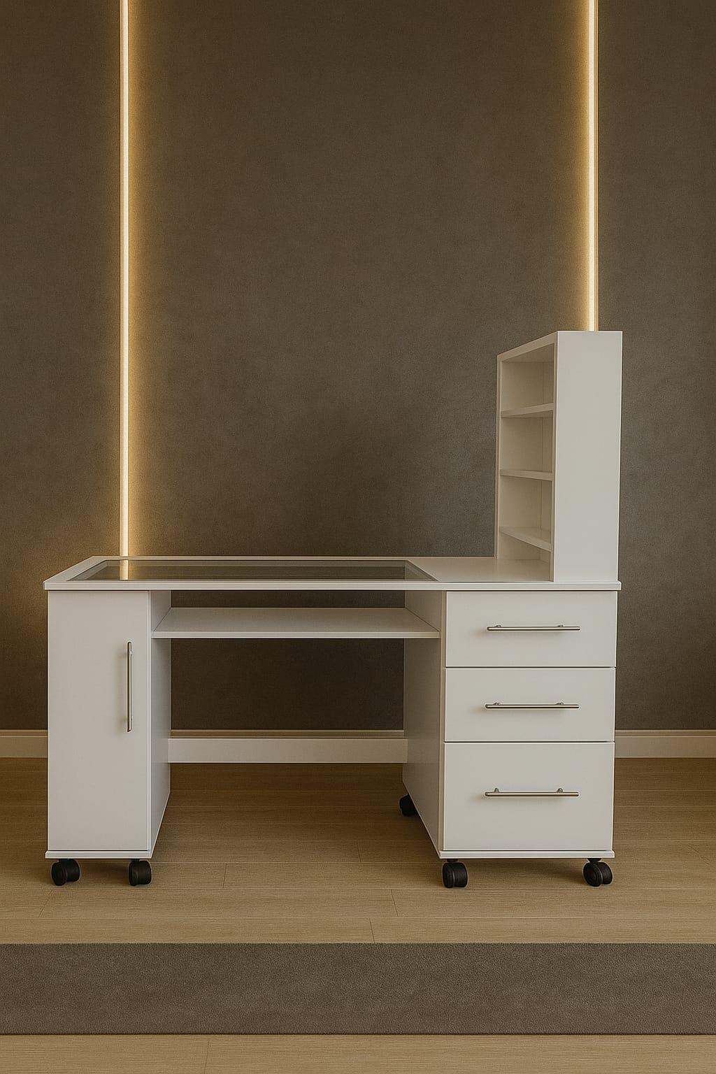 Escritorio moderno con almacenamiento