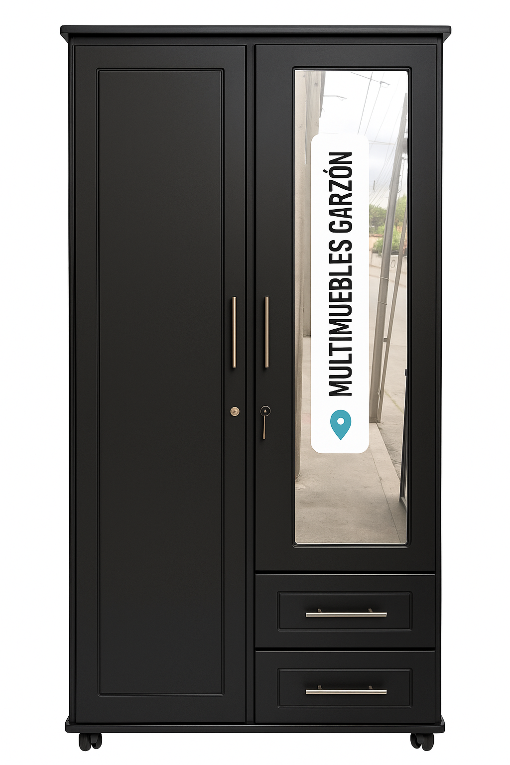 Armario negro con espejo