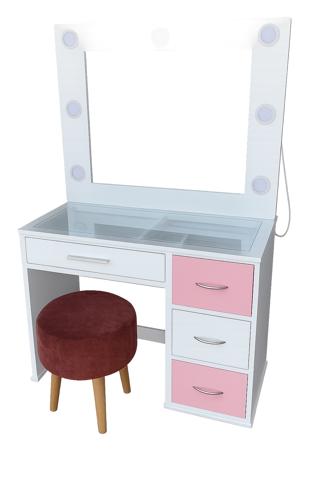 Tocador de maquillaje con espejo y luces