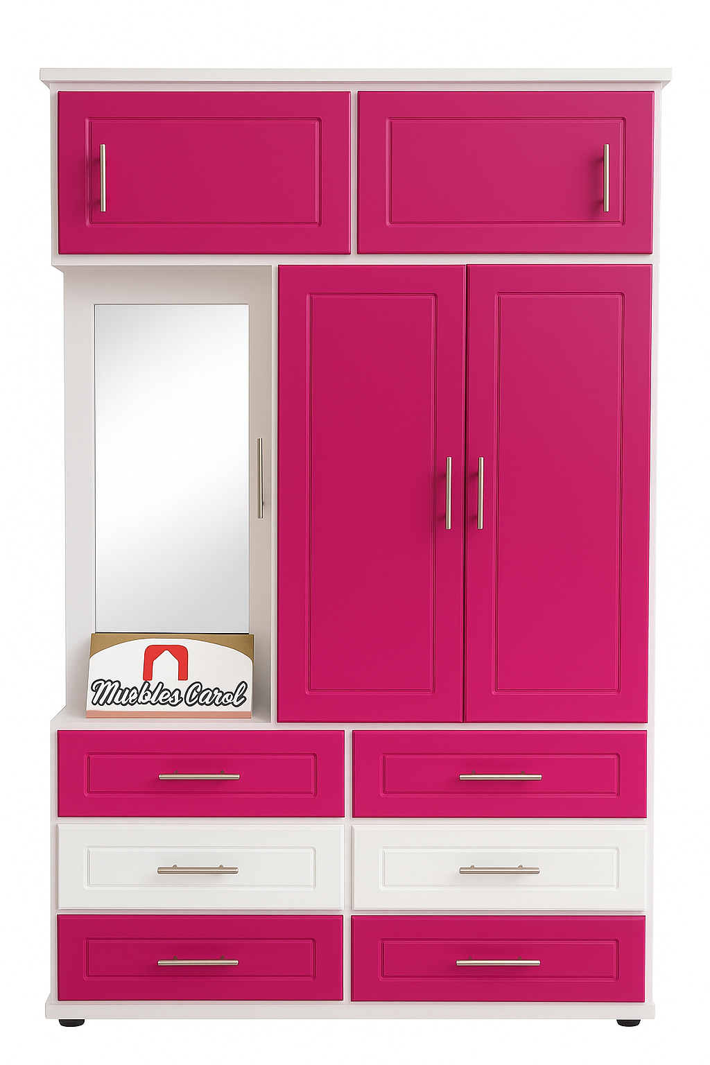 Armario moderno rosa y blanco