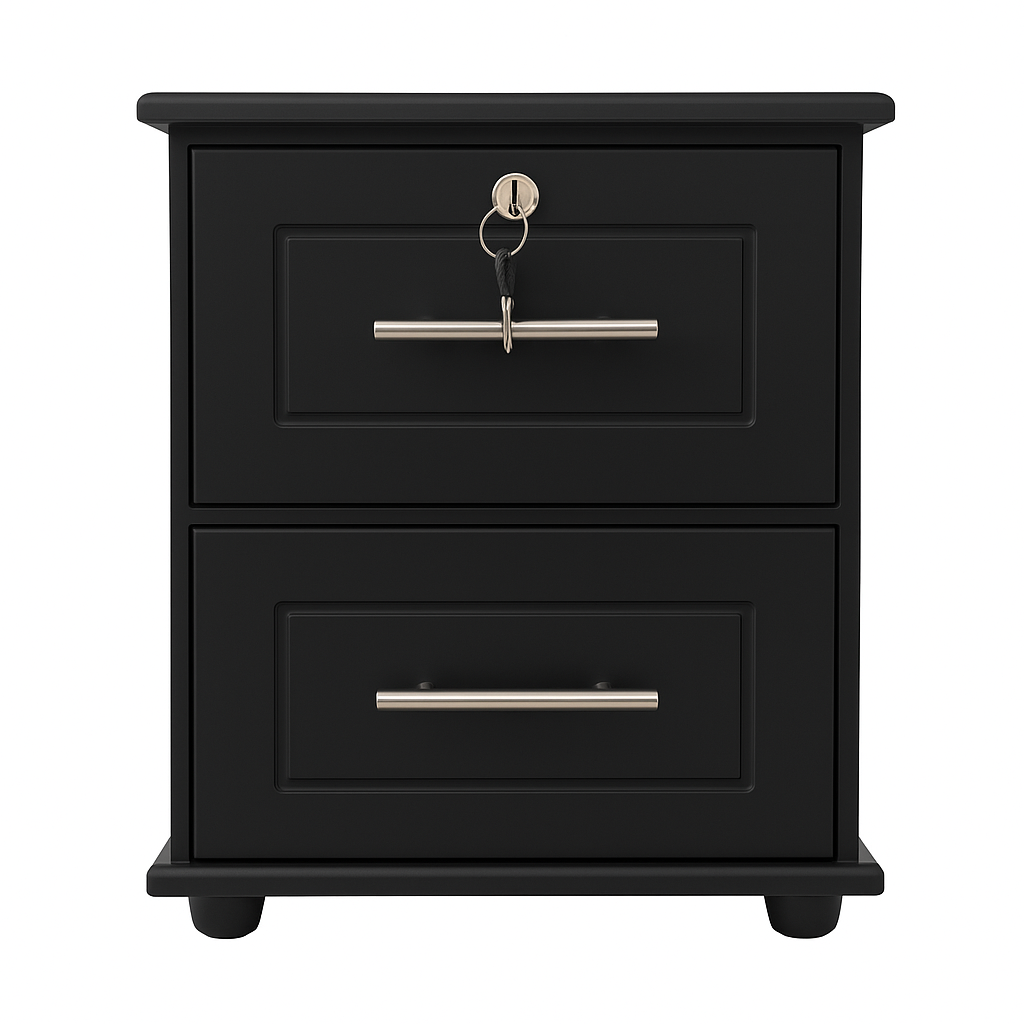 Cajonera de oficina negra con cerradura