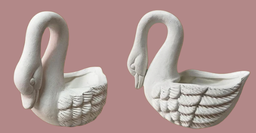 Elegante macetero en forma de cisne