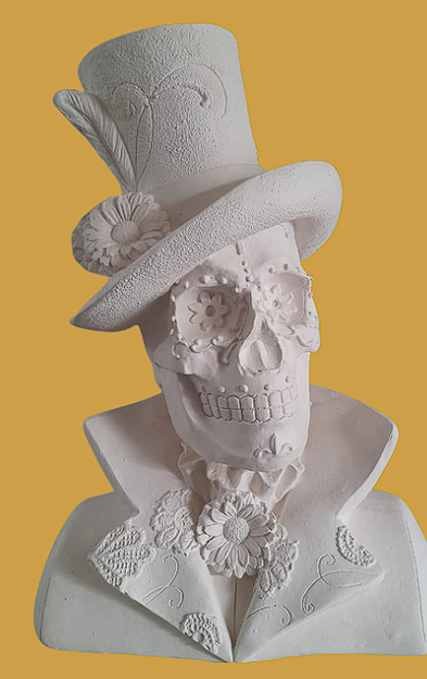 Bustos calavera sombrero