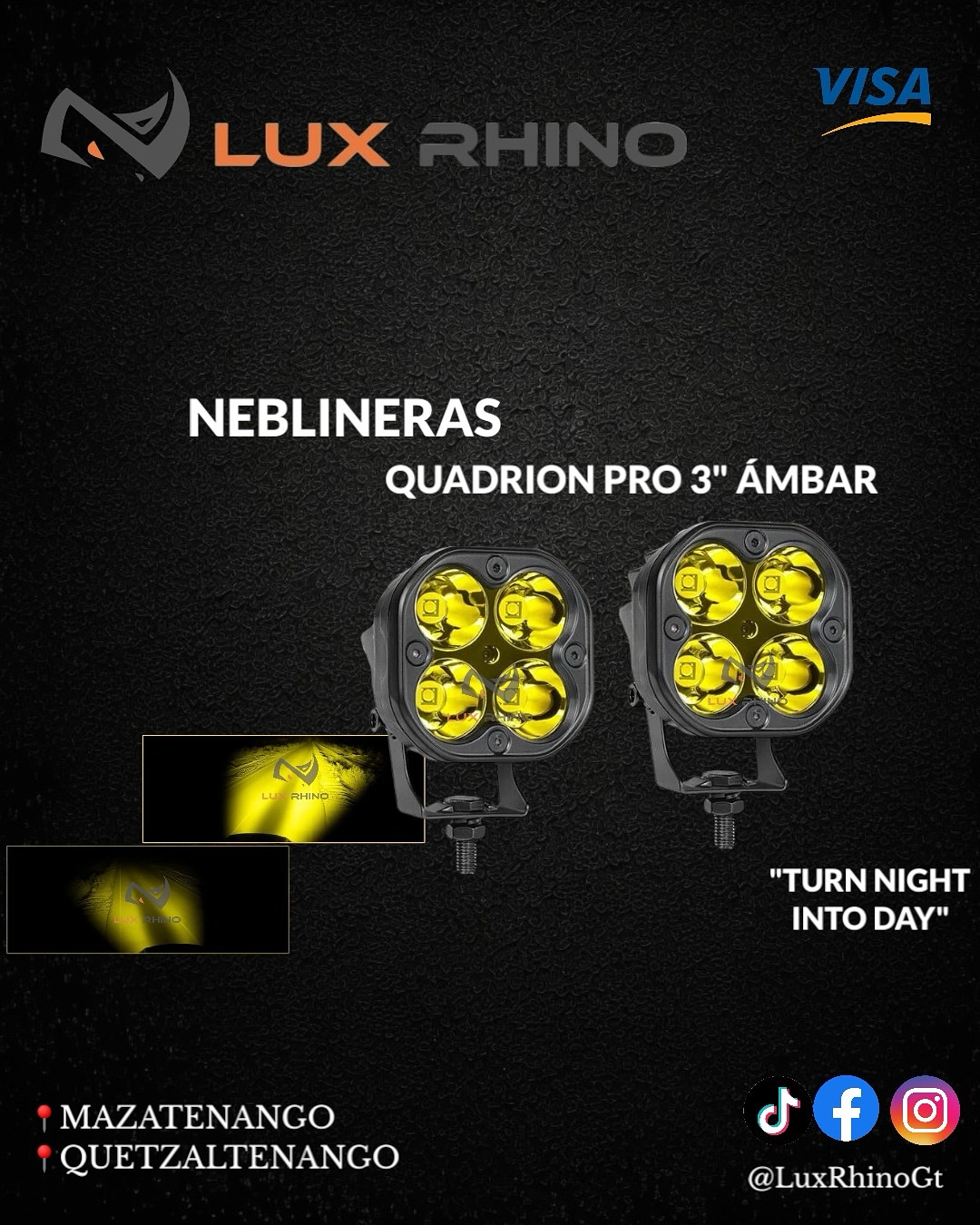 Neblineras Quadrión Pro 3'' Ámbar