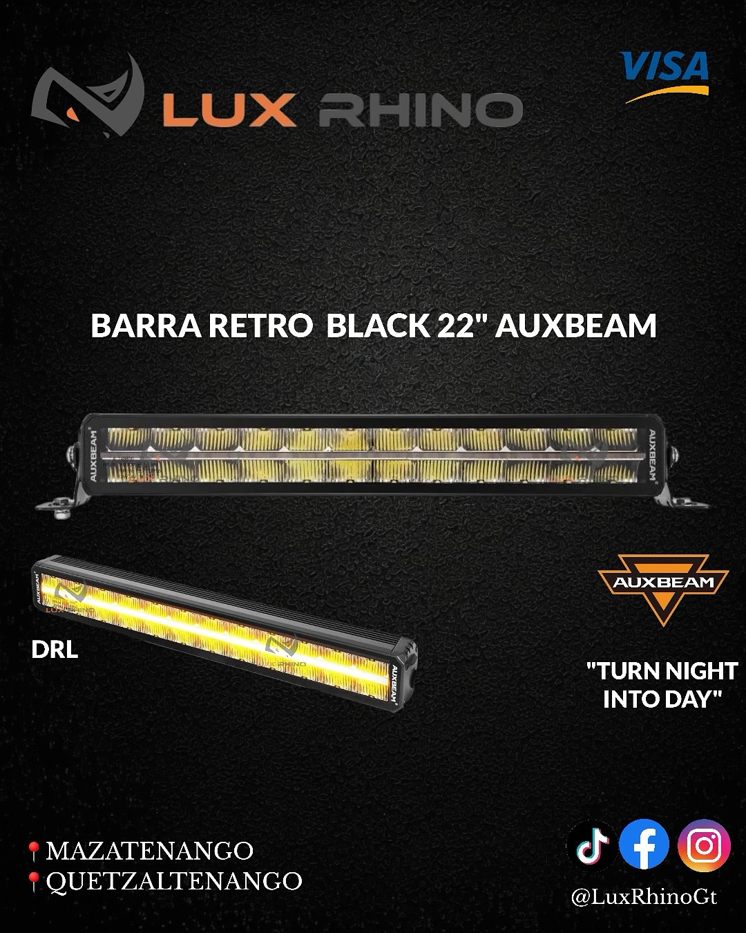 Barra Retro Black 22" Auxbeam