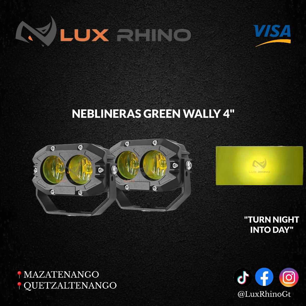 NEBLINERAS LED GREEN WALLY 4" MARCA LUX RHINO