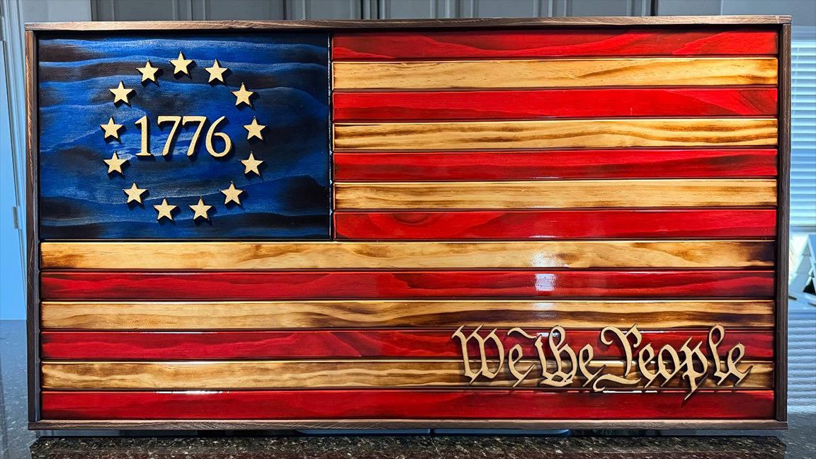 1776 Betsy Ross American Flag Wooden Plaque