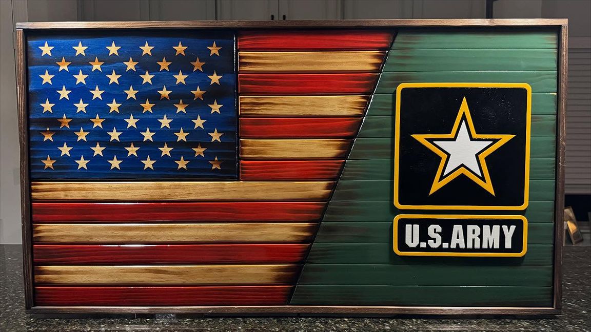 American Flag and U.S. Army Wooden Wall Art