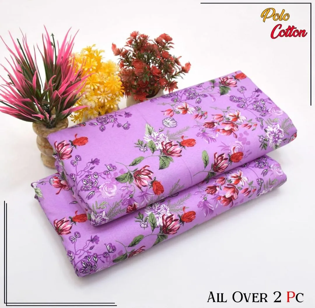Purple Floral Cotton Fabric Set