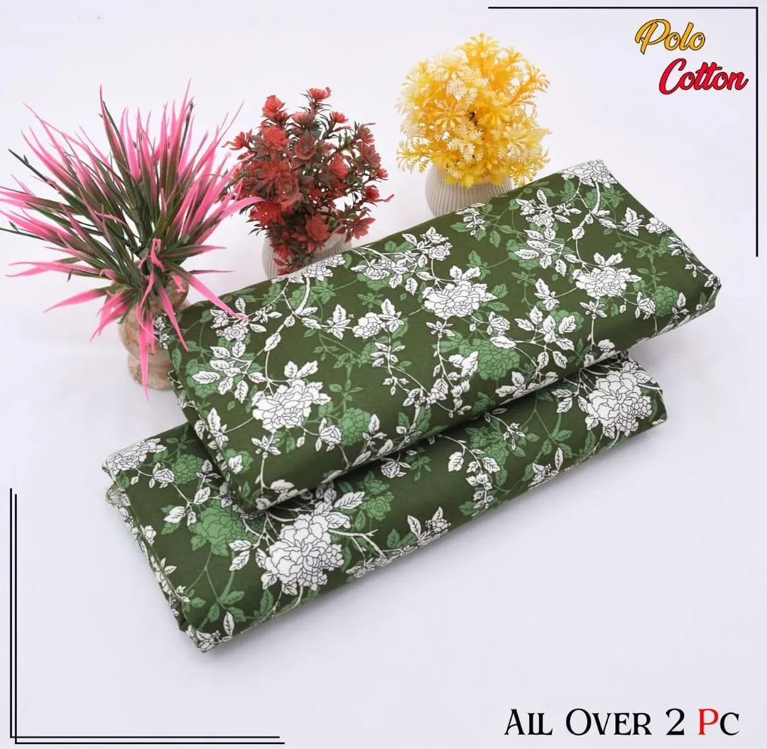 Green Floral Cotton Fabric Set