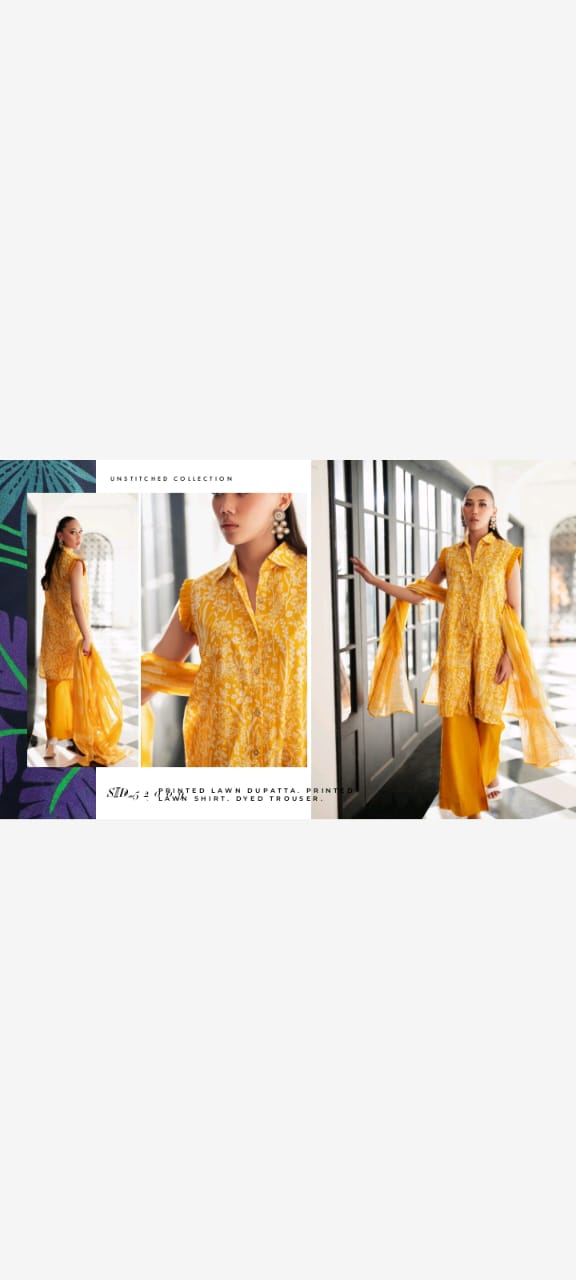 Yellow Embroidered Traditional Dress SD5 printed lawn Suit