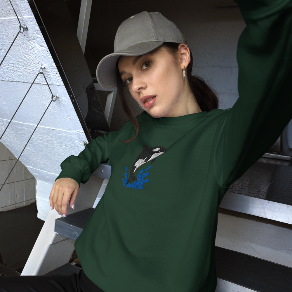 Playful Orca Embroidered Sweatshirt