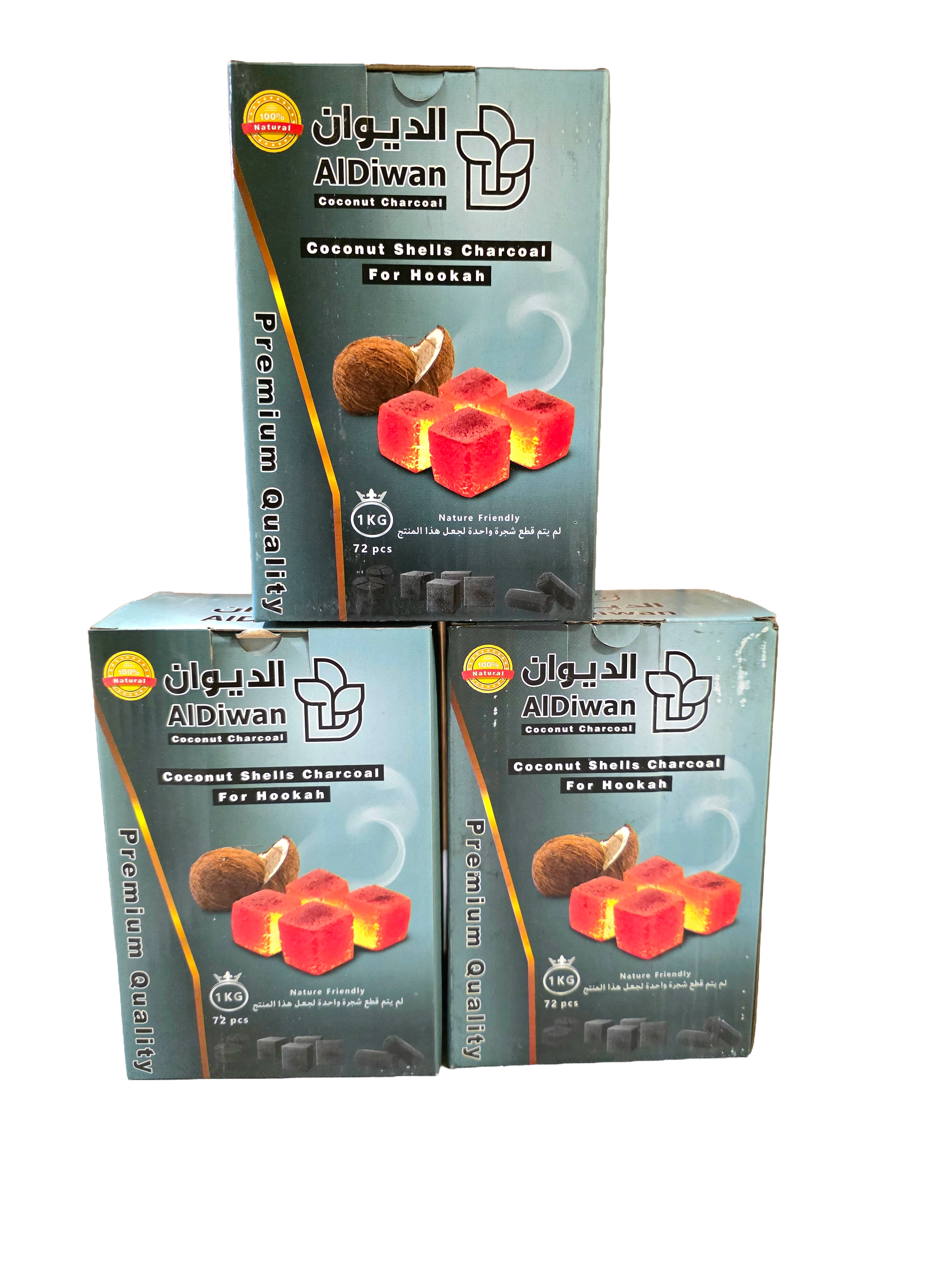 10 Pack (10kg) (72 Pieces of Al Diwan CUBES Hookah Coals)