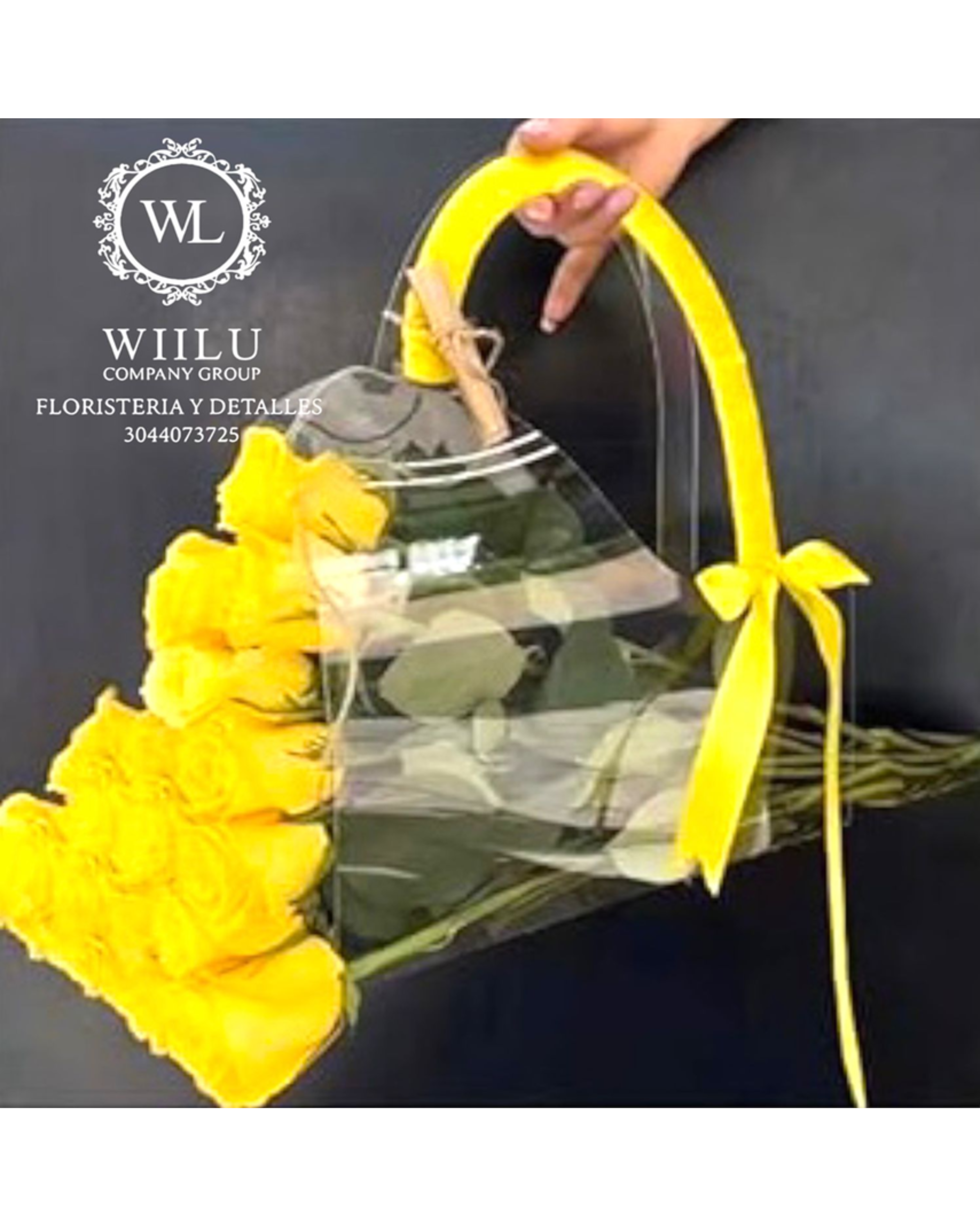Bouquet en bolso de mano transparente
