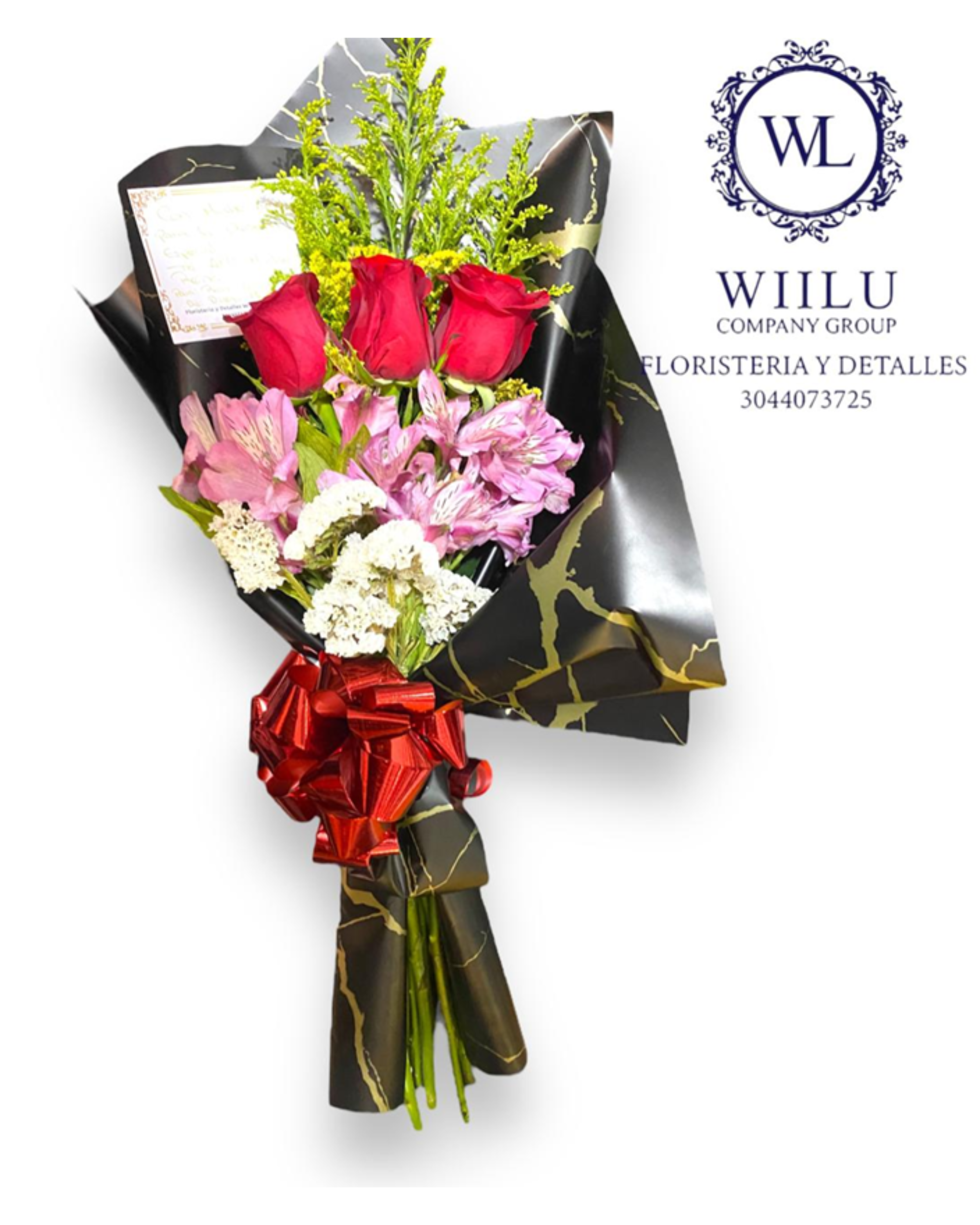 Ramo elegante de rosas y flores mixtas