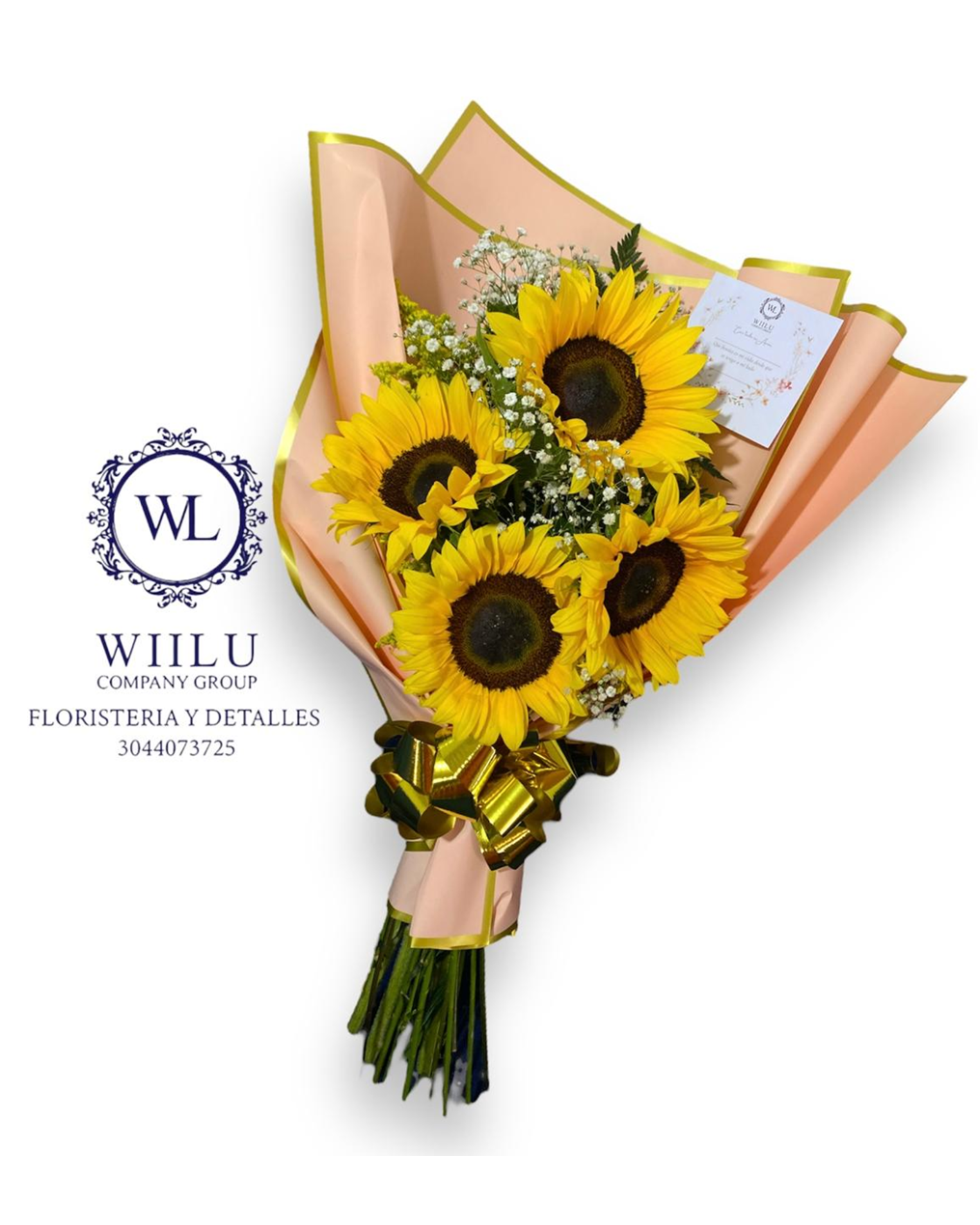 Ramo de girasoles con papel coreano