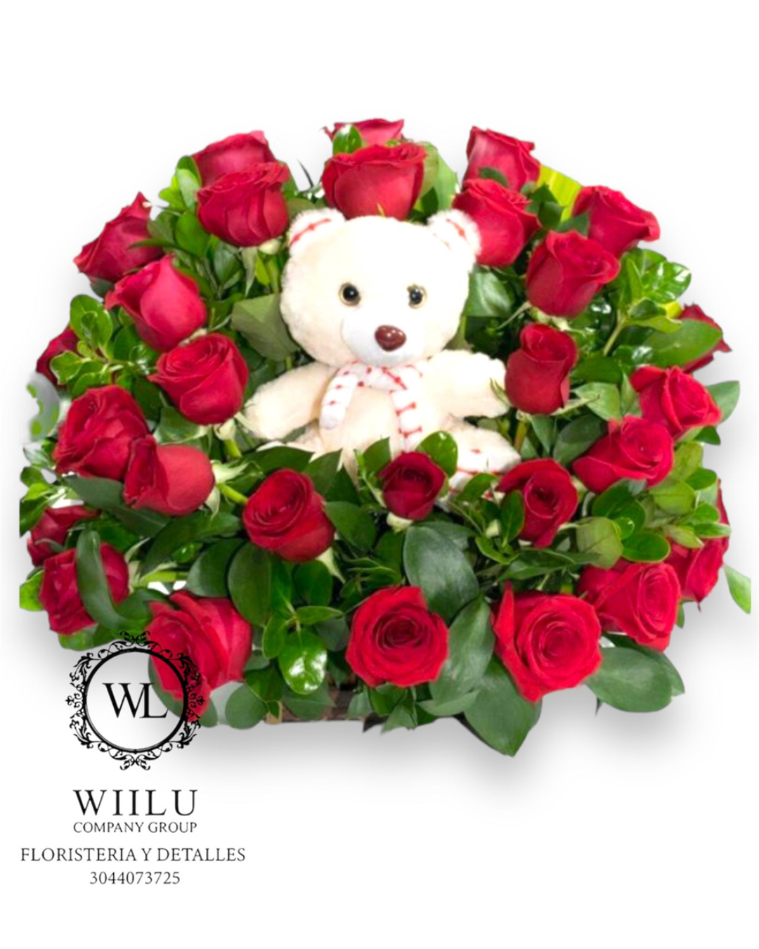 Arreglo Floral + Peluche pequeño