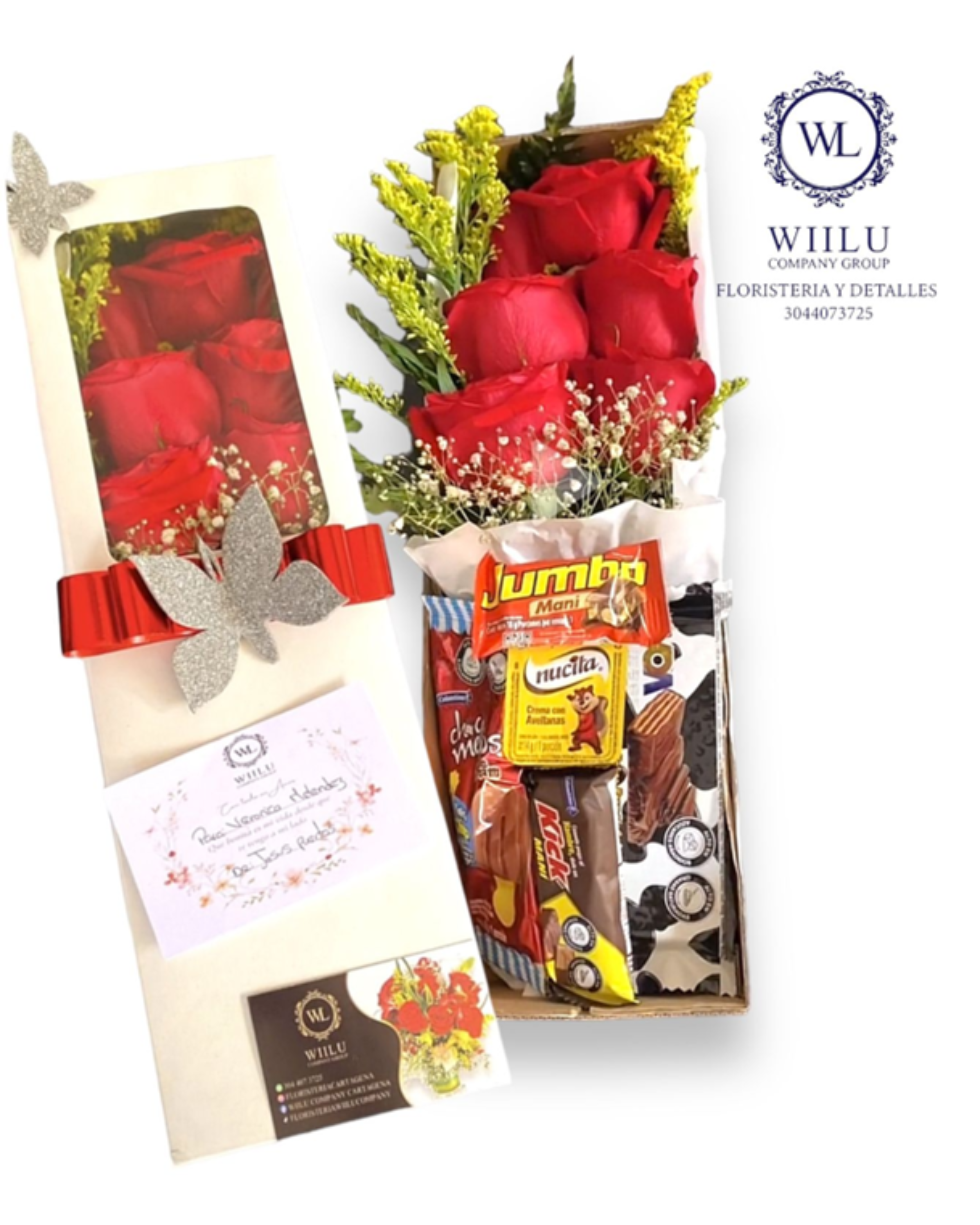 Caja de rosas + dulces