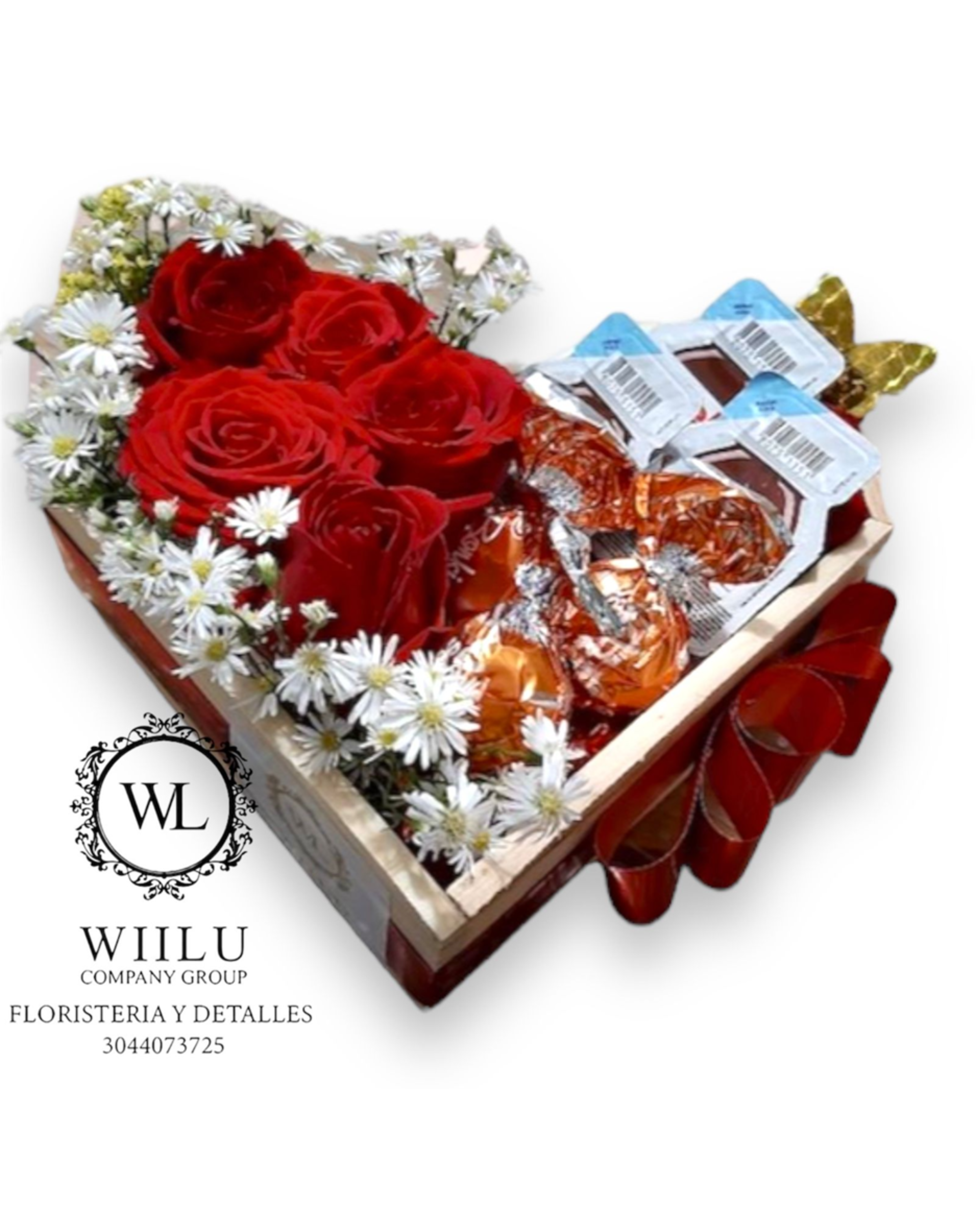 Arreglo de rosas en forma de corazón