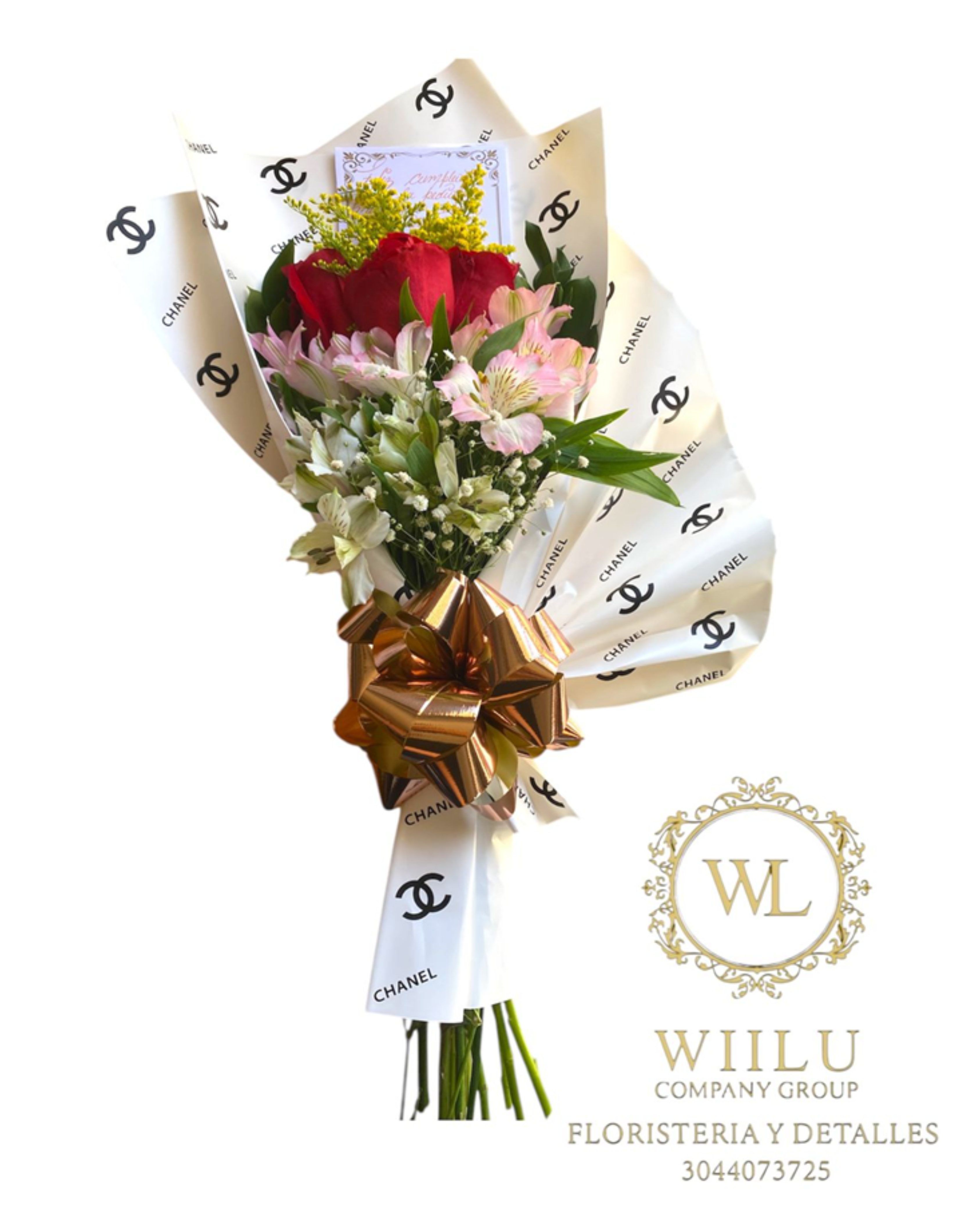 Ramo elegante de rosas y flores mixtas