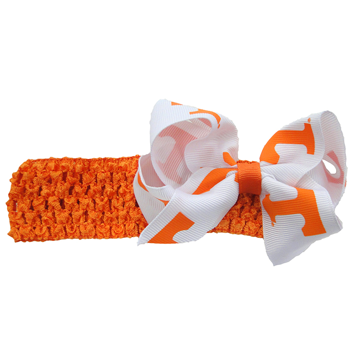 Crochet Headband with Junior Bow - University of Tennessee