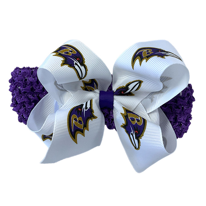 Crochet Headband with Junior Bow - Baltimore Ravens