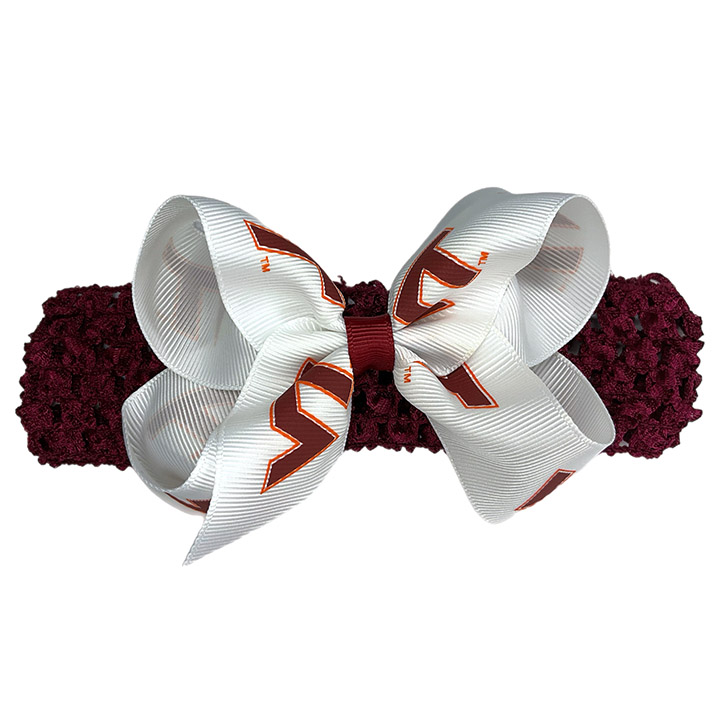 Crochet Headband with Junior Bow - Virginia Tech