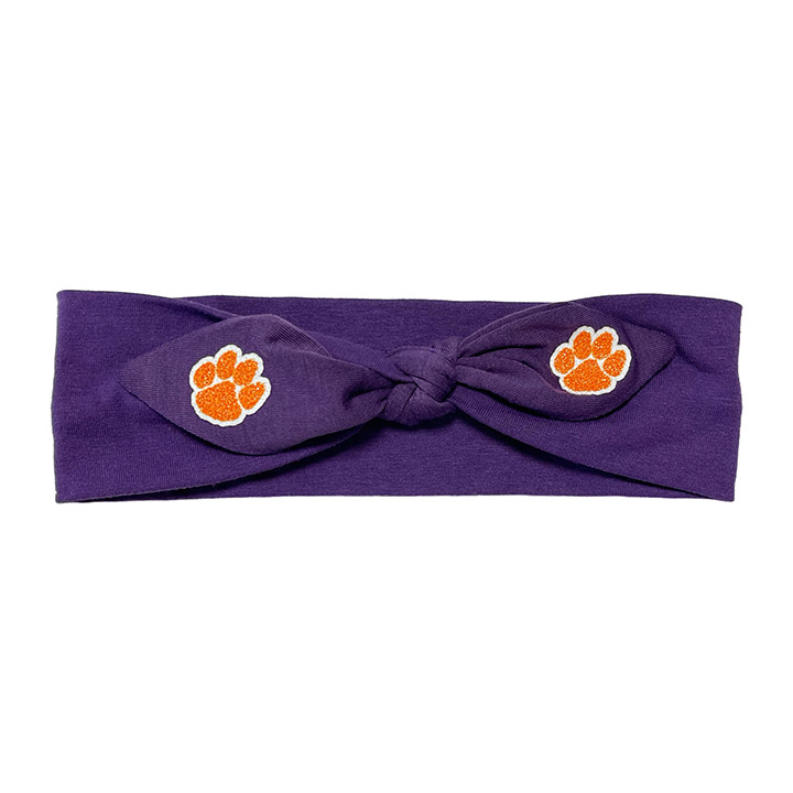 Purple Knotted Bow Headband - Clemson University
