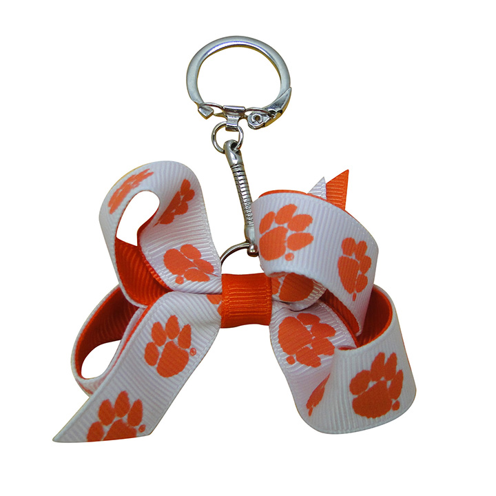 Mini 2-tone Bow Keychain Clemson University