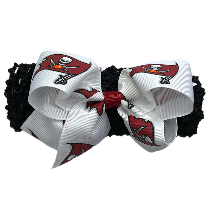 Crochet Headband with Junior Bow - Tampa Bay Buccaneers
