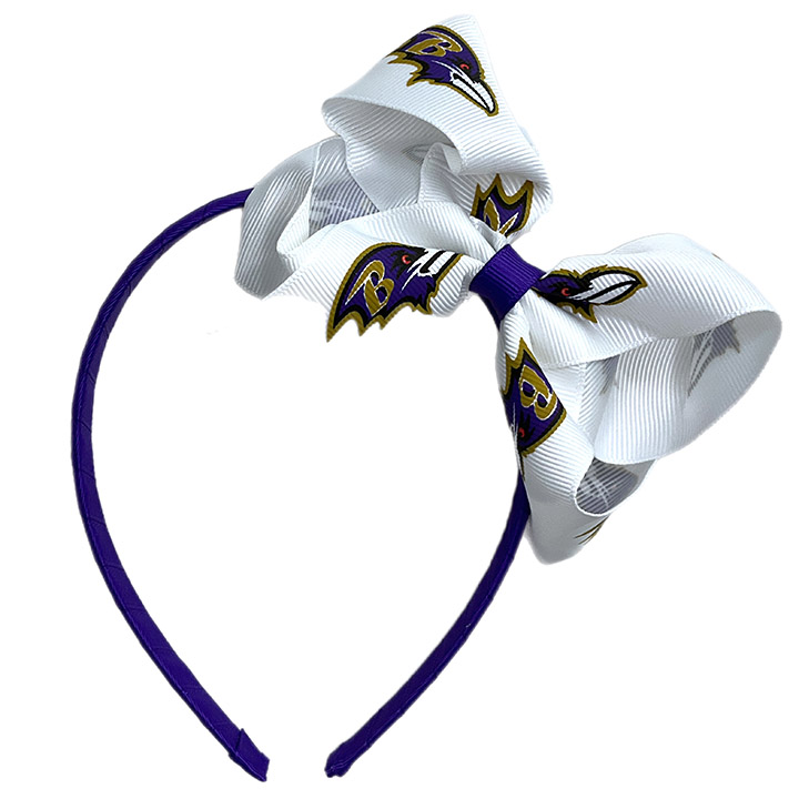 Wrapped Headband with Junior Bow - Baltimore Ravens
