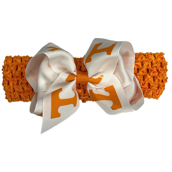 Crochet Headband with Junior Bow - University of Tennessee