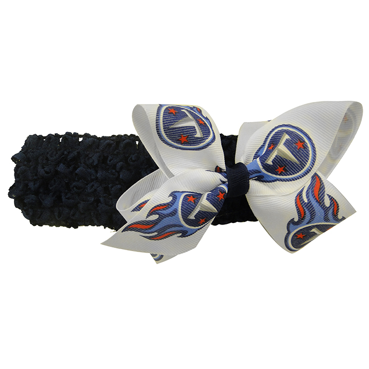 Crochet Headband with Junior Bow - Tennessee Titans