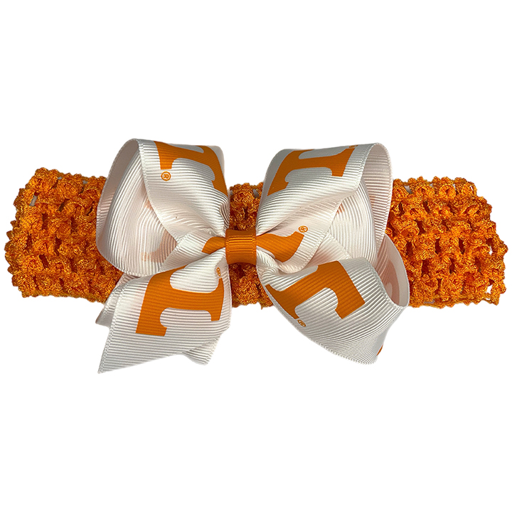 Crochet Headband with Junior Bow - University of Tennessee