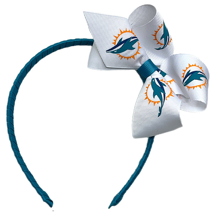 Wrapped Headband with Junior Bow - Miami Dolphins