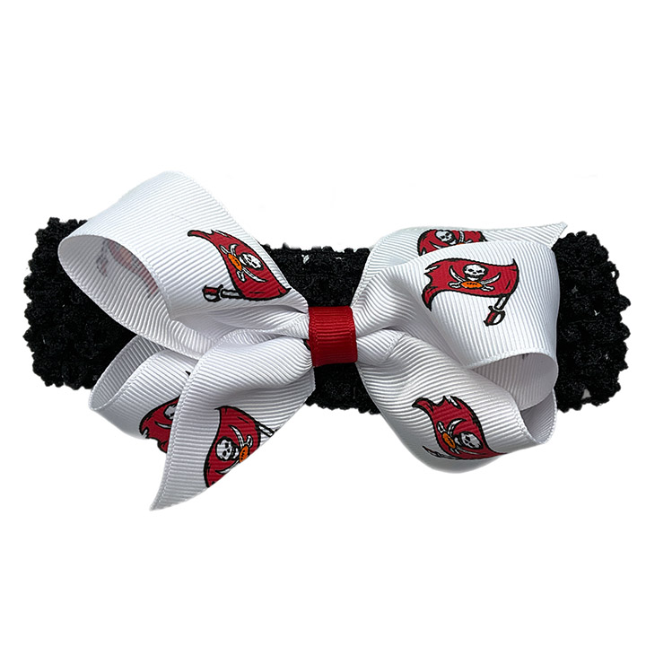 Crochet Headband with Junior Bow - Tampa Bay Buccaneers