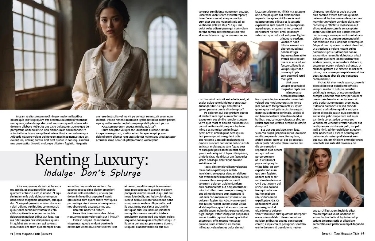 InDesign 116 Page Magazine Template - 8.5 x 11 - Customizable - Fashion Themed - Includes Large Image Folder