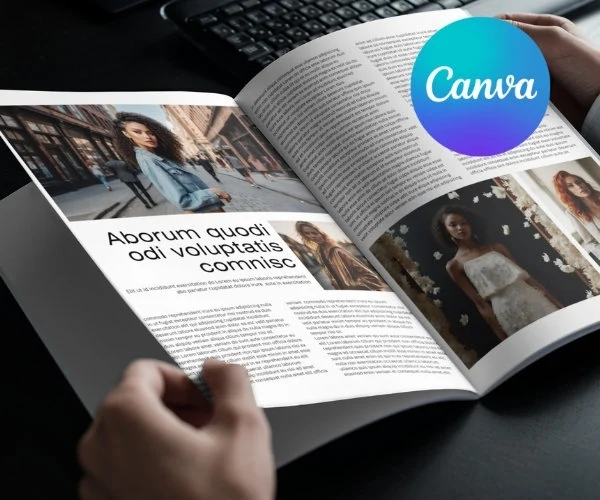 Editable Canva Magazine Template - 60 pages - Editable & Printable - Fashion Style - DIY Magazine Design - Including Usable Images.